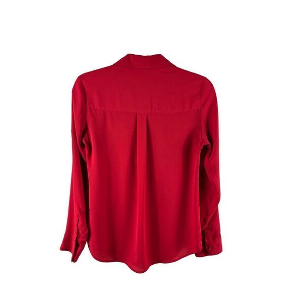 Express the Portofino Button Down Collared Chiffon Shirt Size XS Red Career Work - Picture 4 of 10